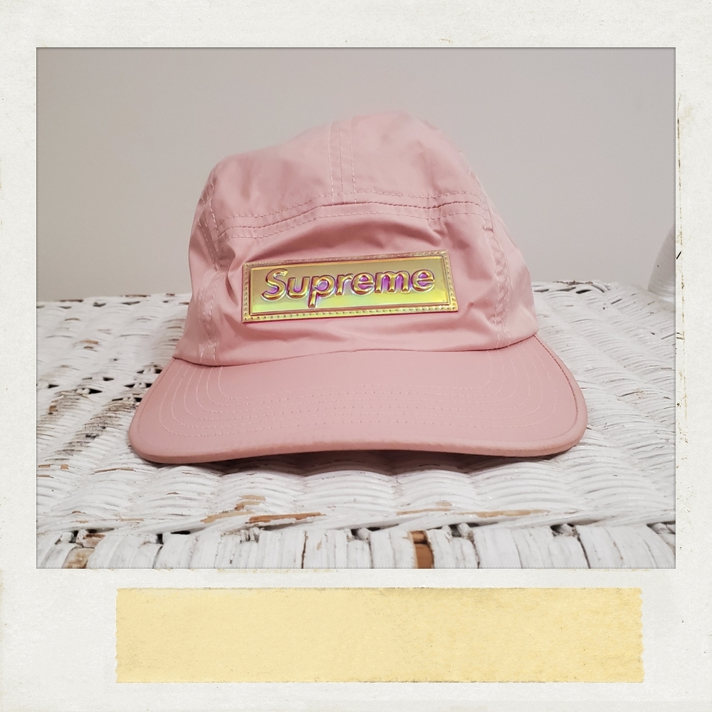 Sold Out! π¦HP! SUPREME | Pink Hologram Iridescent Logo RARE Camp Cap! - Picture 1 of 8